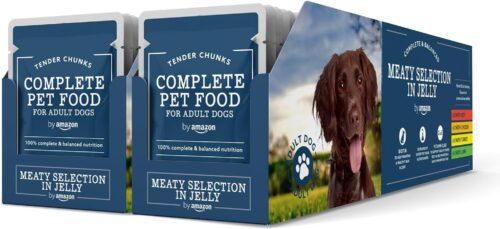 Alimento Completo per Cani Adulti: Selezione di Carne in Gelatina di Amazon – Confezioni da 4.8 kg (48x100g)